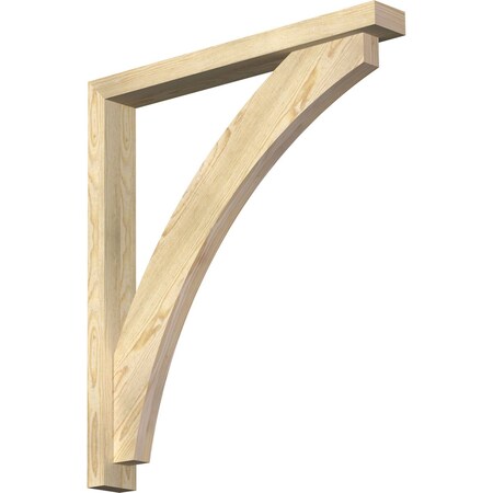 Ekena Millwork Thorton Block Rough Sawn Bracket w/ Offset Brace, Douglas Fir, 4"W x 32"D x 36"H BKT0402X32X36THR05RDF